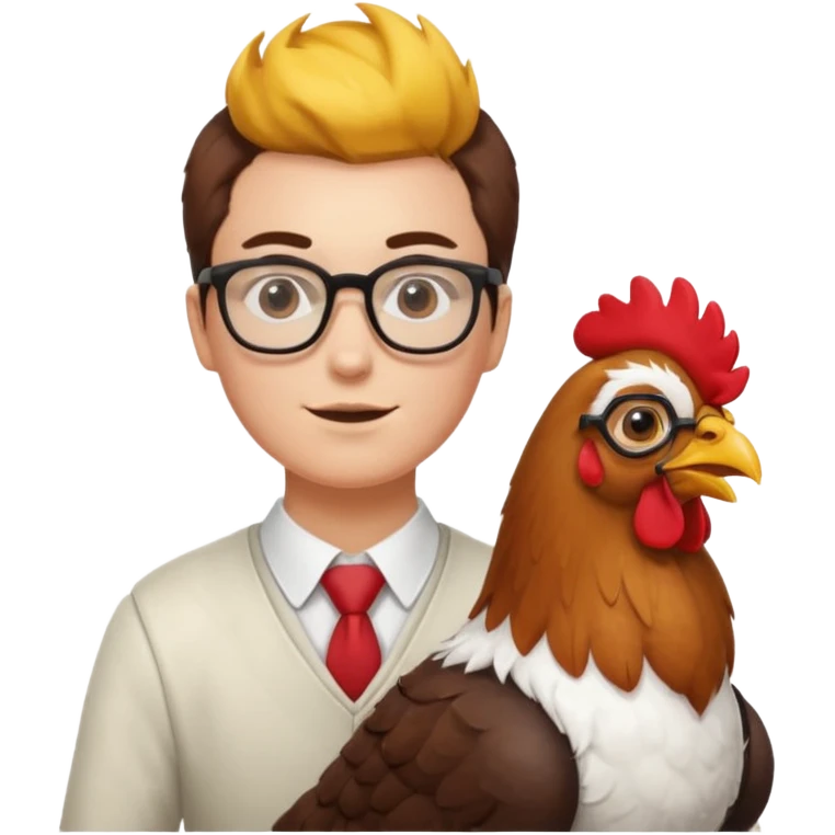 A dued whareing glasses that's ridding a dog-chicken mix emoji