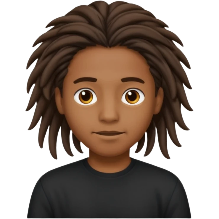 A boy oooking the other way that’s brown skinned with long twist in his hair with black shirt on  emoji