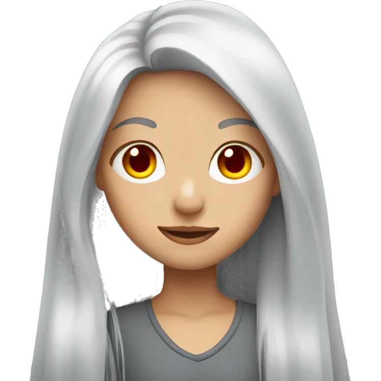 Girl with long silver hair and red eyes  emoji