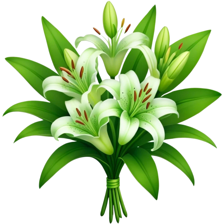 bouquet Soft Green Lily, luxuriant, leaf, bud emoji