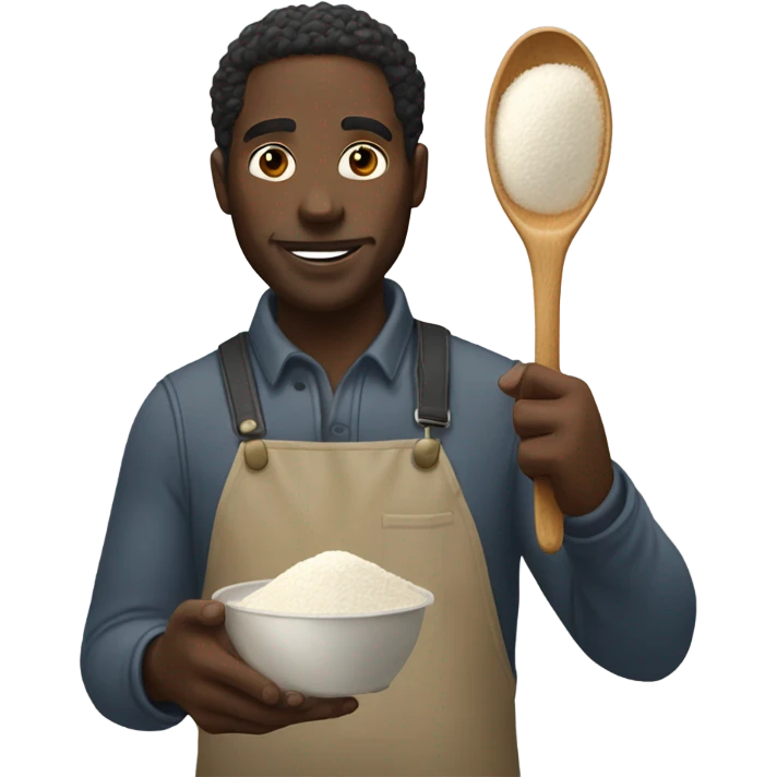 Black man with spoon of flour and lighter emoji