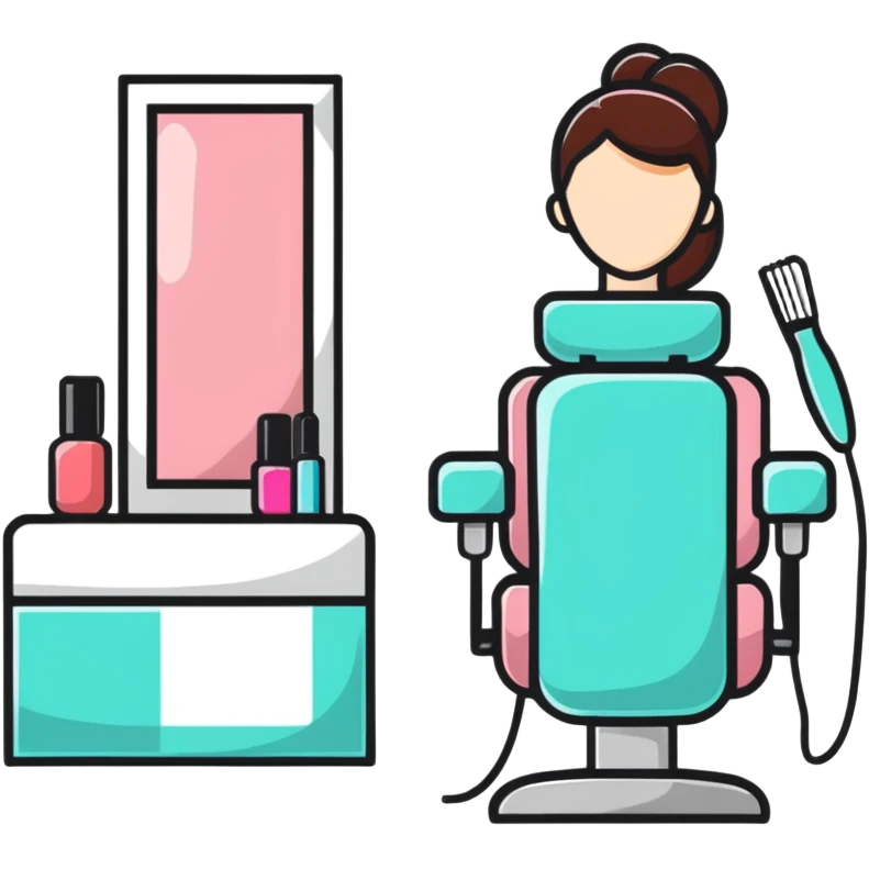 beauty salon class with students learning hairdressing emoji