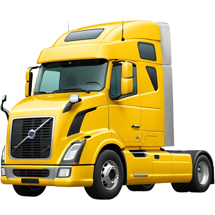 Volvo sleeper semi truck bright yellow side view emoji