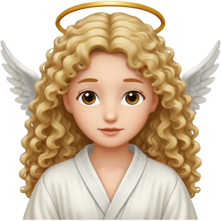 Gentle angel with long curls and cloud background emoji