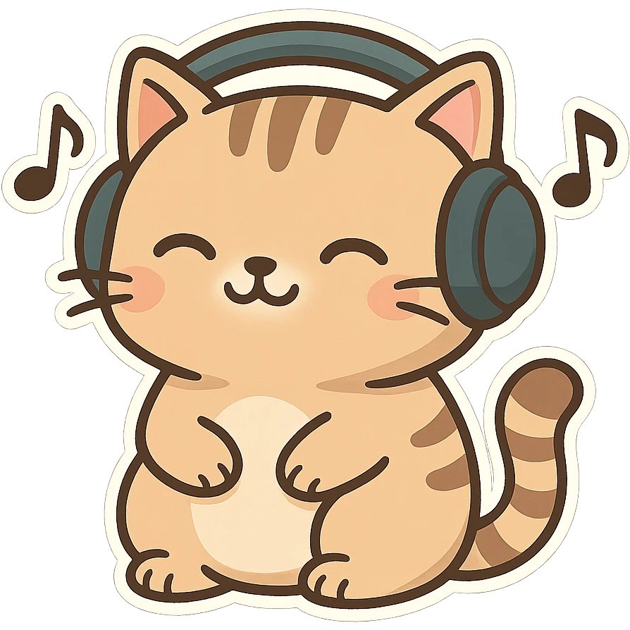 cat with headphones, listening to music emoji