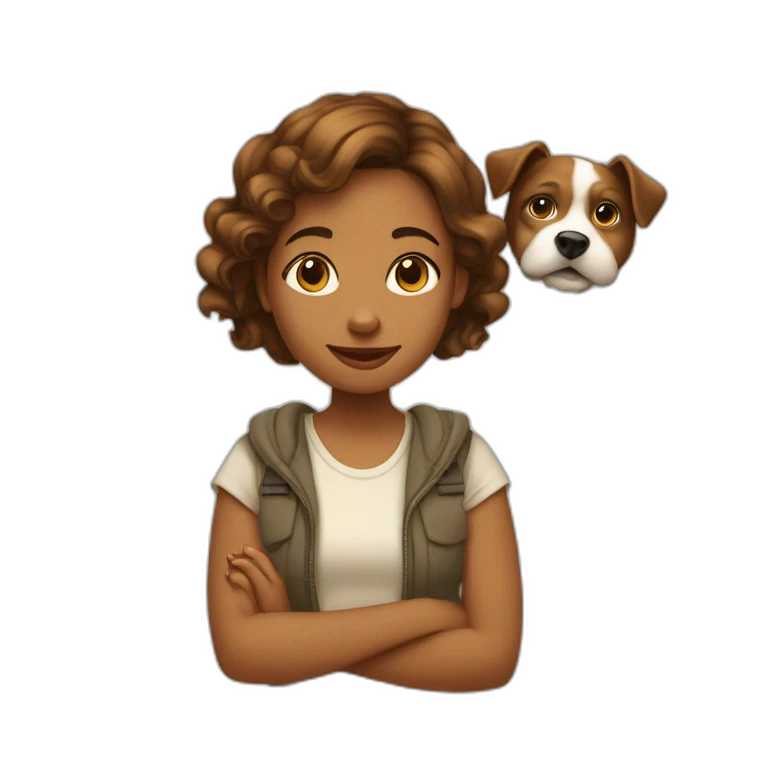 Fille métisse avec un chien  emoji