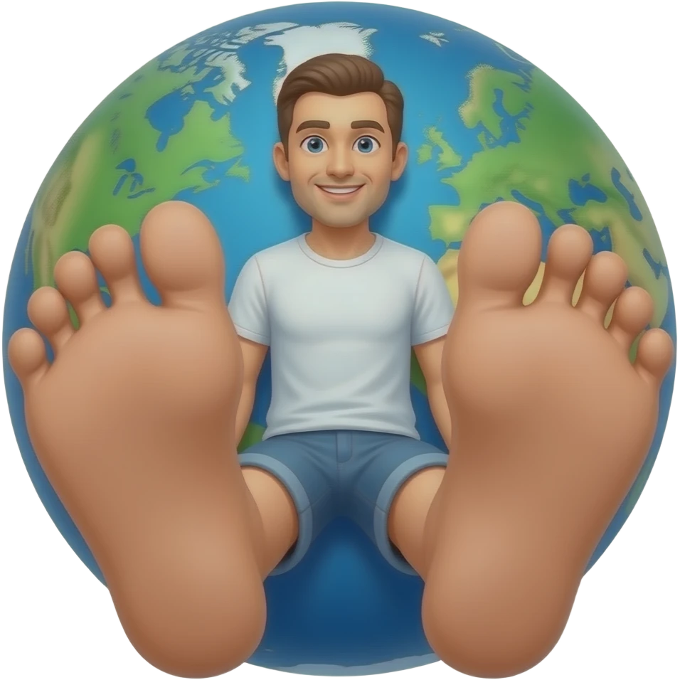 make his feet the size of the earth emoji