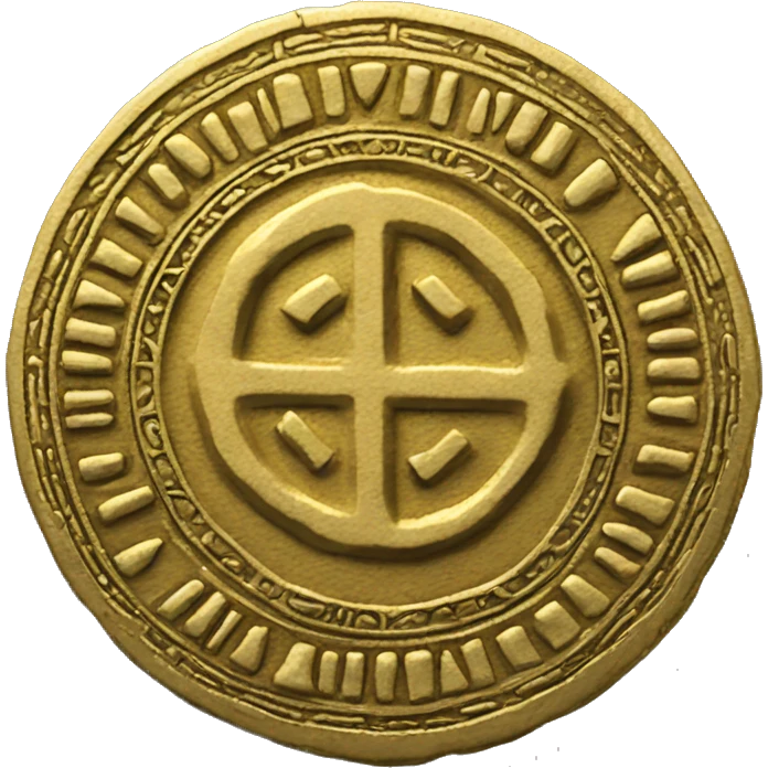 golden theme medieval token with inscription (HI) emoji