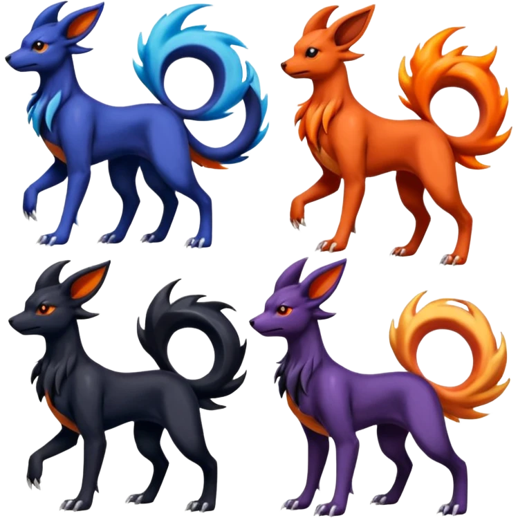 
Canine-Houndoom-Amaura-Salandit-Noibat-Flareon-Fakémon-fusion (full body) emoji