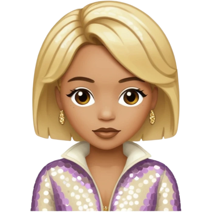 T-Boz from TLC with blonde hair, ivory sequin outfit emoji