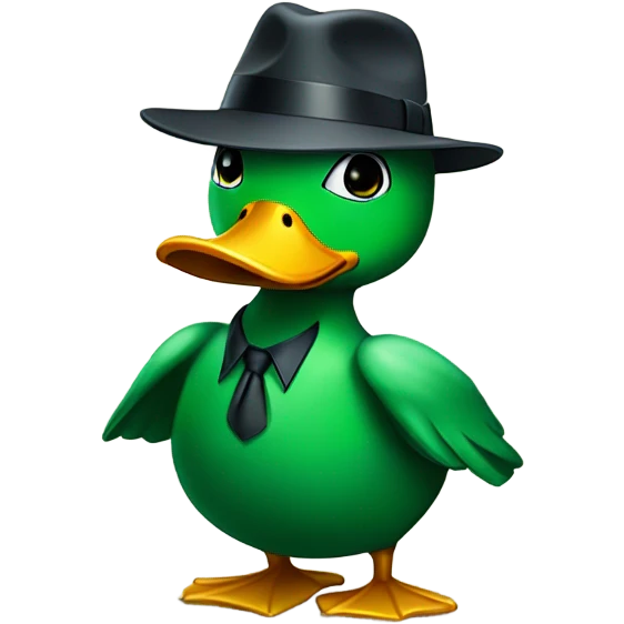 green duck secret agent fedora emoji