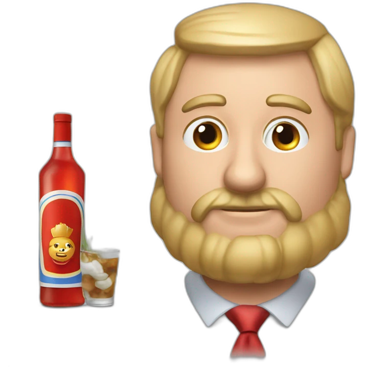 Poutine homme politique  qui boit de la vodka réaliste emoji