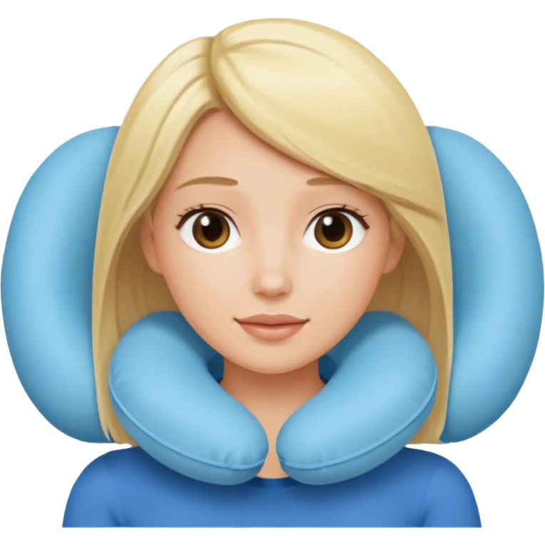 blonde woman using travel pillow  emoji