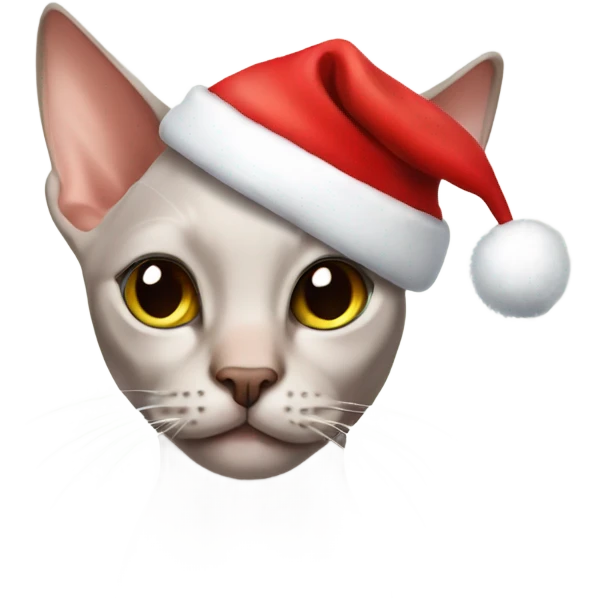 Hairless cat wearing a Santa hat emoji