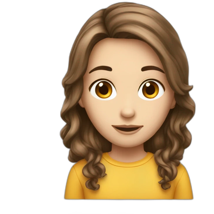 Couple blanc ado fille garçon cheveux bruns emoji