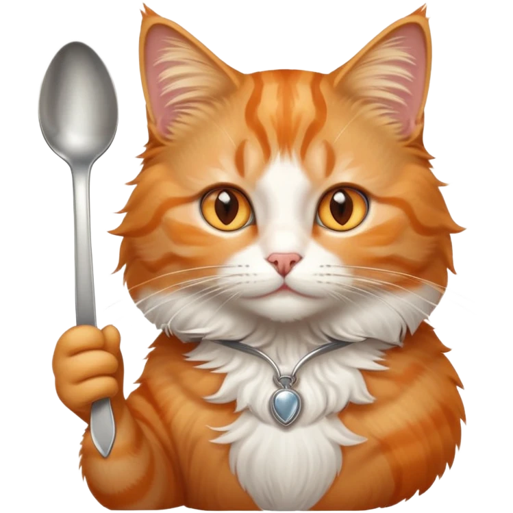 cat holding a silver spoon emoji