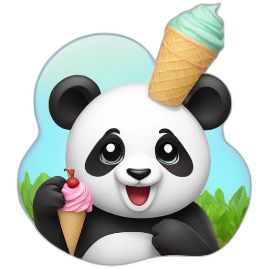 Panda eating ice cream emoji
