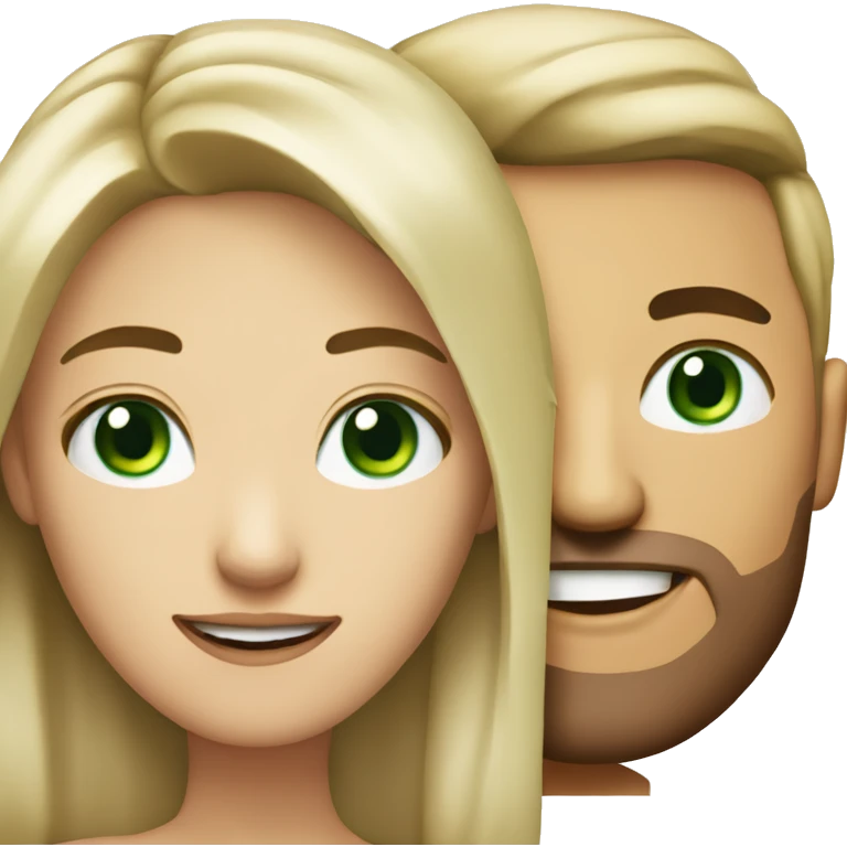 Couple of a woman with blonde hair and green eyes and man with dirty blonde hair and blue eyes  emoji