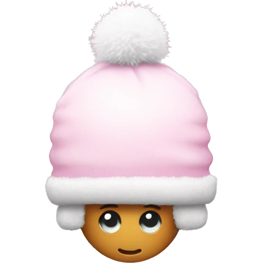 Pink snow cap with a white fuzzy ball at top emoji