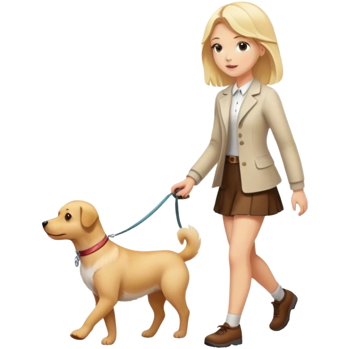 Blonde girl walking dog emoji