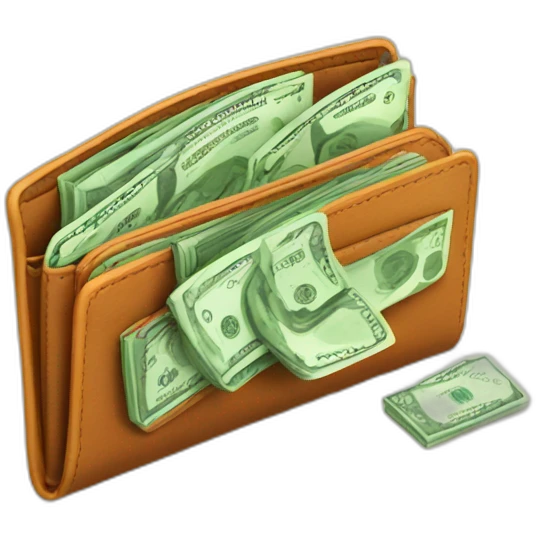 bright wallet with money emoji