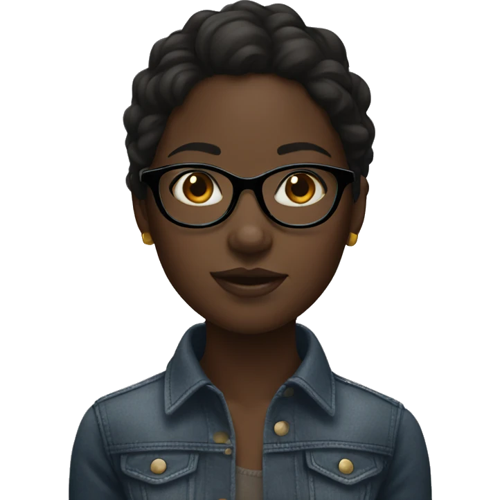 dark-skinned girl with glasses emoji