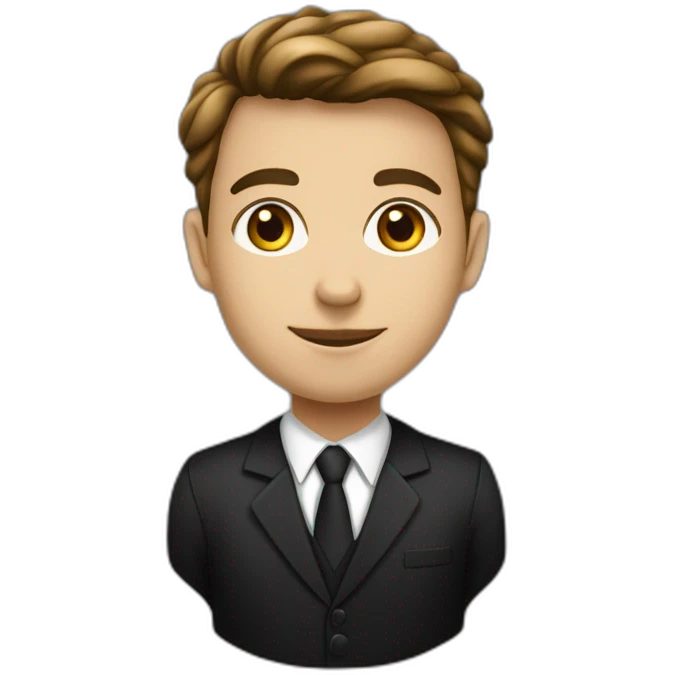 Jeune Lawyer en robe noire avec un rabat blanc sur la robe noire emoji