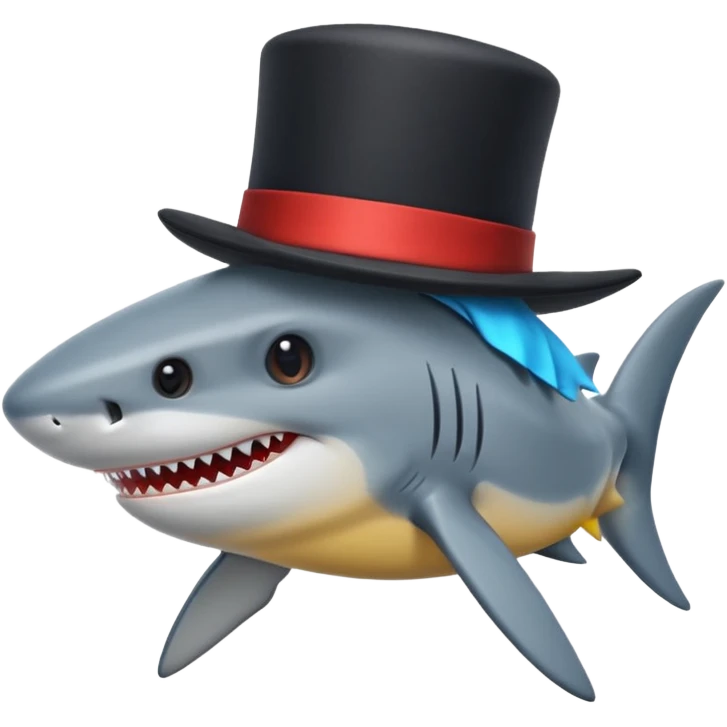 Shark with a top hat emoji