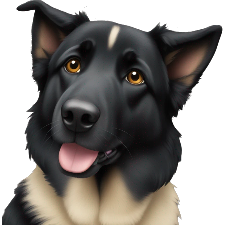 Black German Shepard with one floppy ear  emoji