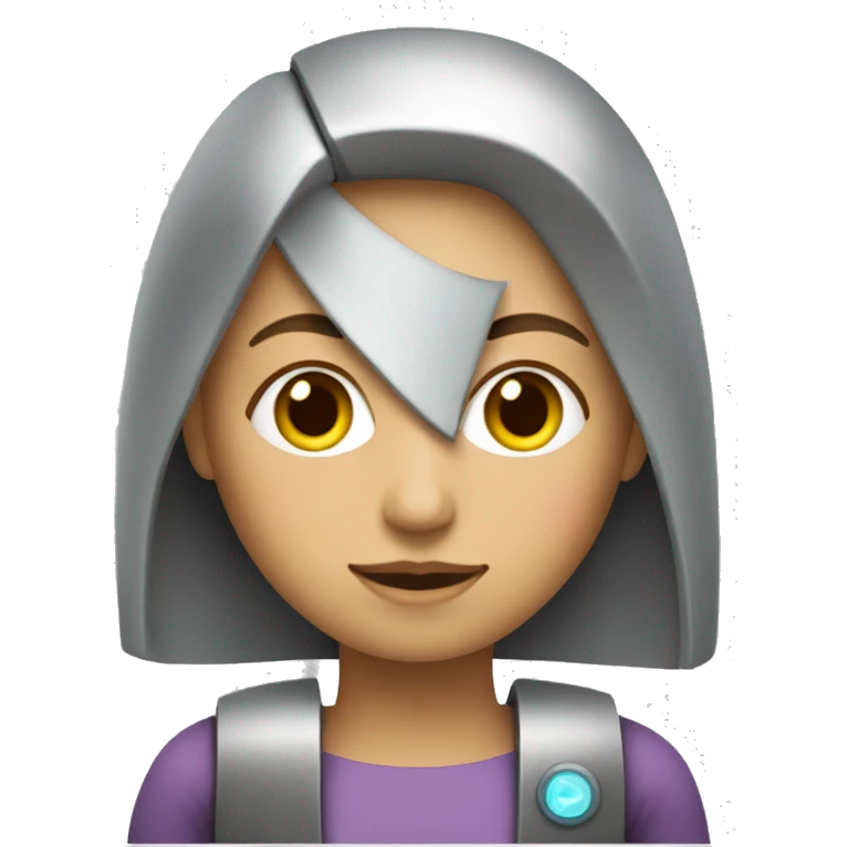 Una mujer androide, mitad mujer y mitad robot. emoji