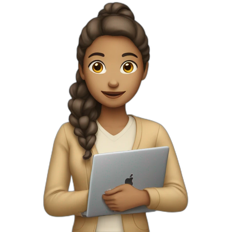 IT light tan skin girl student holding laptop emoji