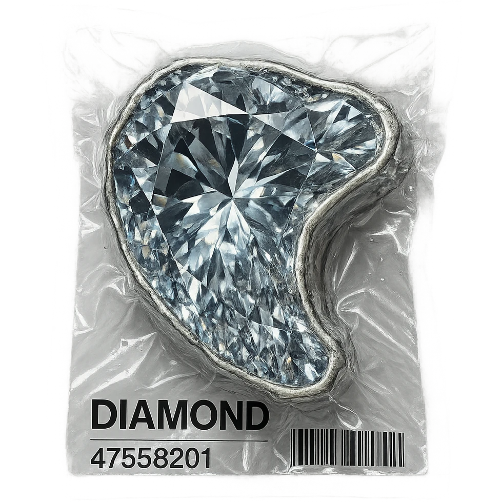meat steak made of diamond, glossy and puffy, vacuum-sealed style emoji