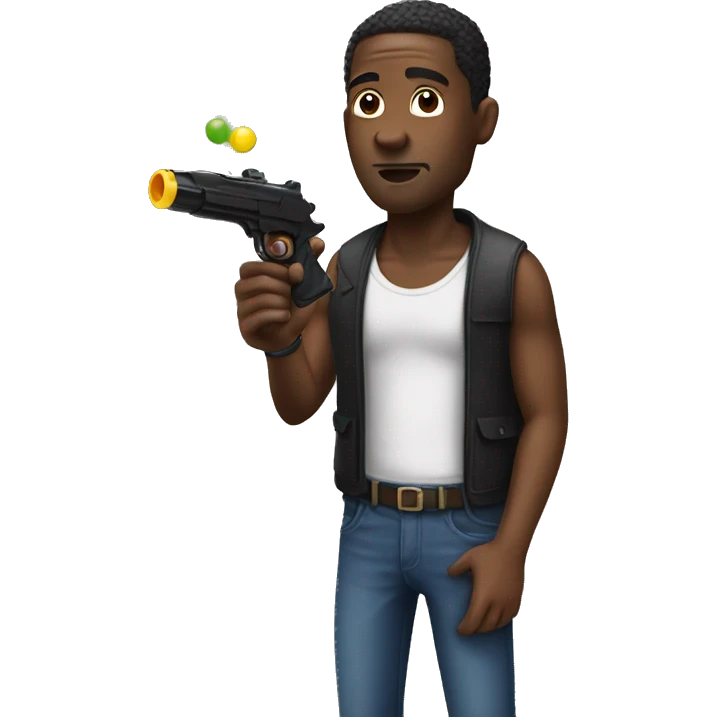 Black man with toy squirt shooter  emoji