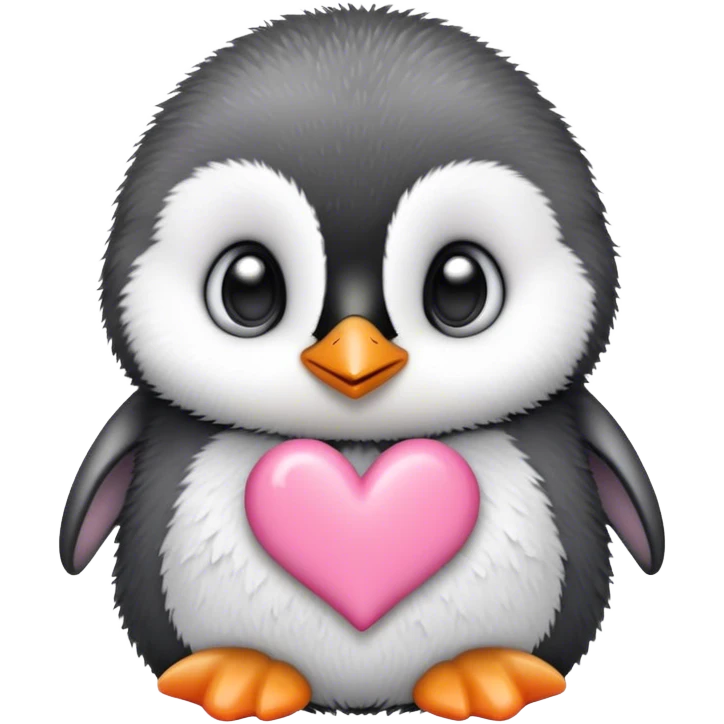 penguin chick with pink heart emoji