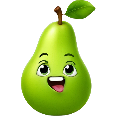 Green Cute pear with tongue emoji
