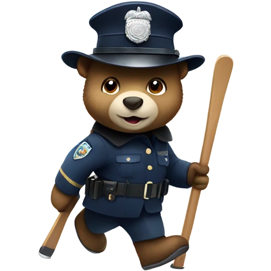 Cute London policeman bear on skis emoji