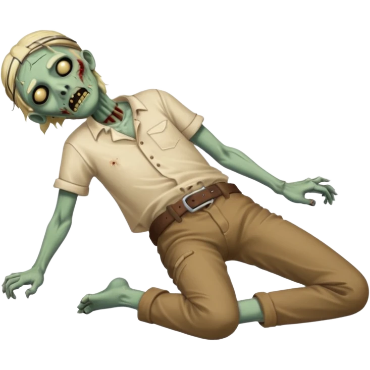 fullbody zombie leper in a prone pose, face down, with simple belt and loose shirt from Jesus times, normal emoji style emoji