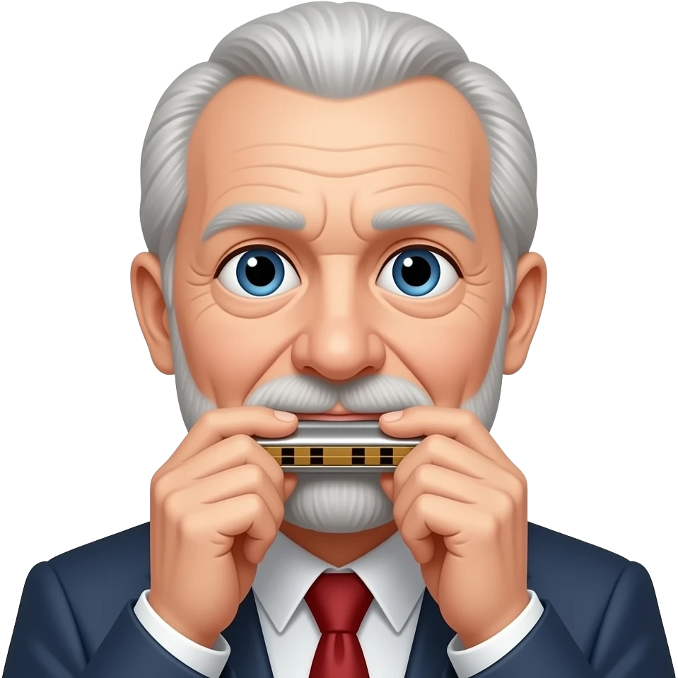 harmonica broat face old man few hair emoji