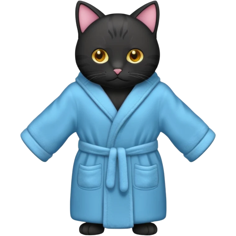 black ,cat with bathrope full body emoji