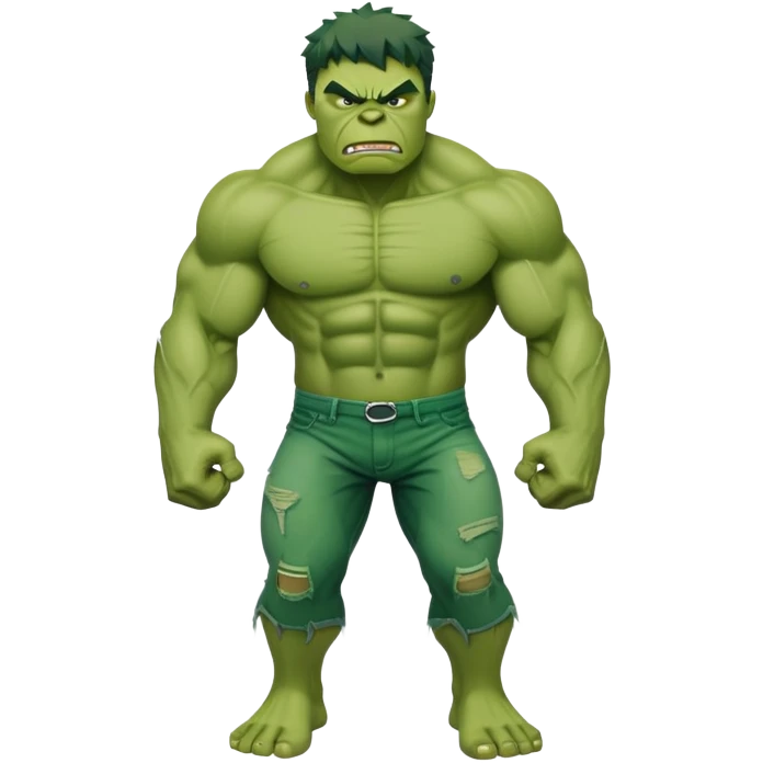 Hulk superhero with green skin, muscular body, angry face emoji