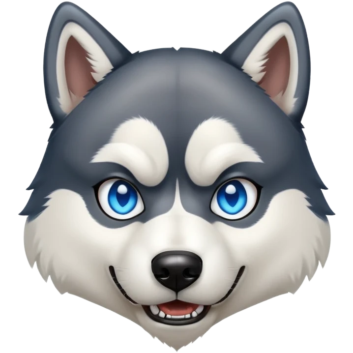 Un husky color negro con blanco y ojos azules enojado  emoji