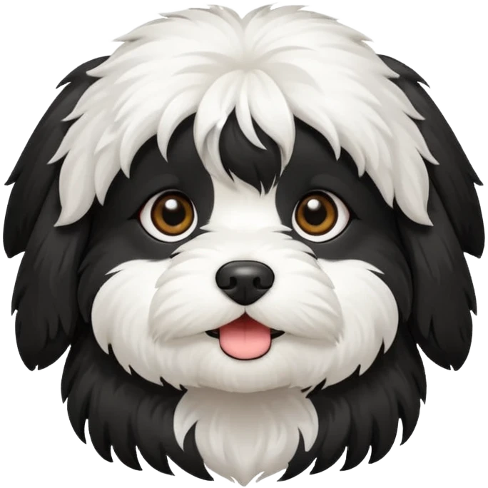 cute and bold havanese female dog black and white emoji