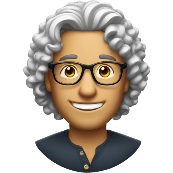 saludating face emoji, emoji use cartier lens glasses and curly hair man emoji