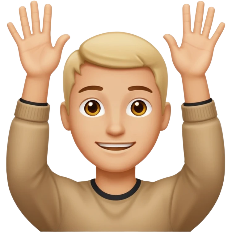 Not guilty hands up smirk emoji