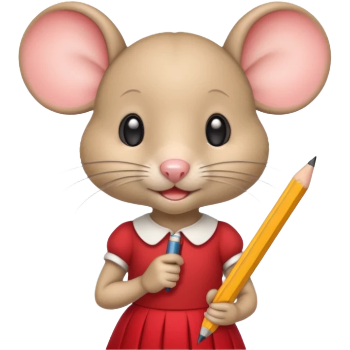 Une souris avec jupe rouge à l'école emoji