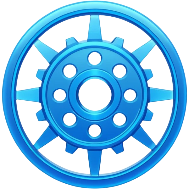 blue neon transparent minimalistic gear emoji