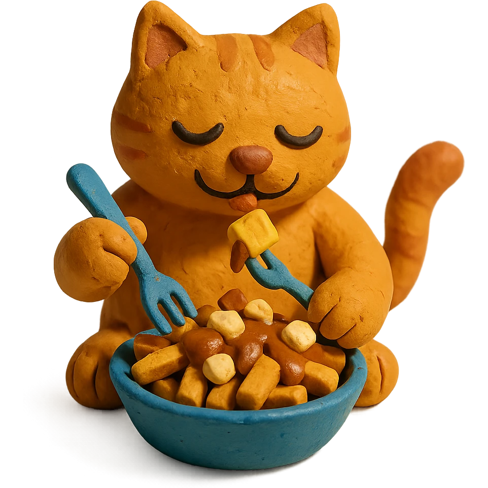 cat eating poutine emoji