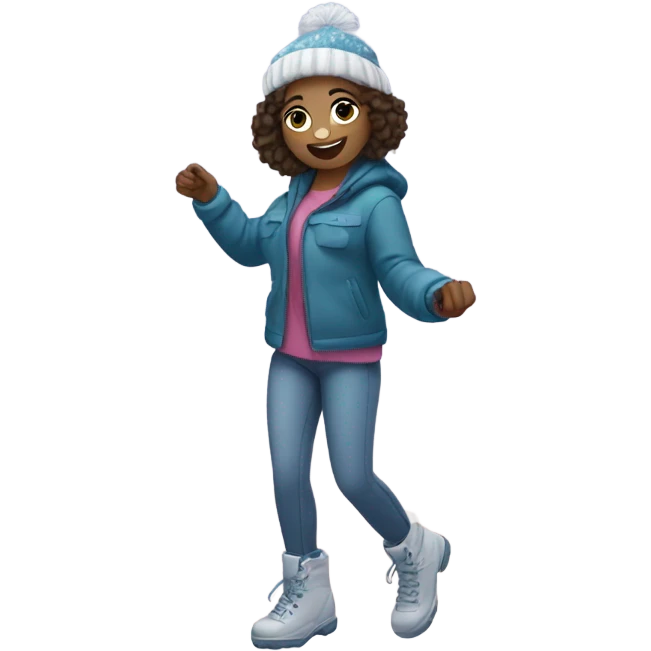 Girl doing tik tok dance in the snow emoji