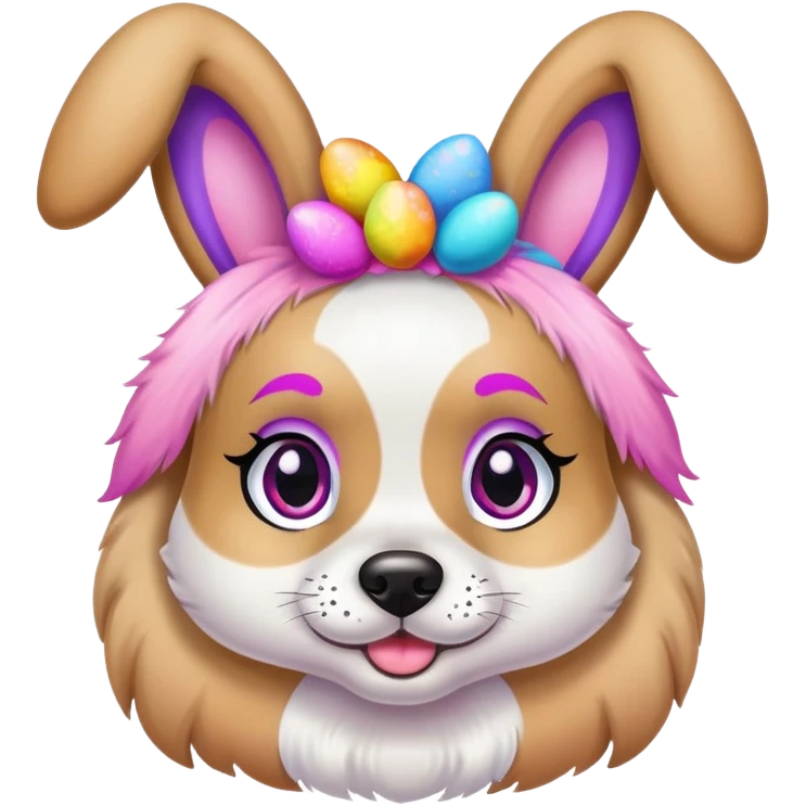 Lisa Frank Easter bunny headband on dog emoji