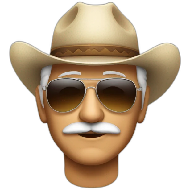 Hispanic old man with with mustache, sunglasses aviator and cowboy hat emoji